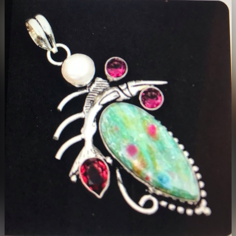 Ruby Fuchsite Garnet 925 Sterling Silver Necklace